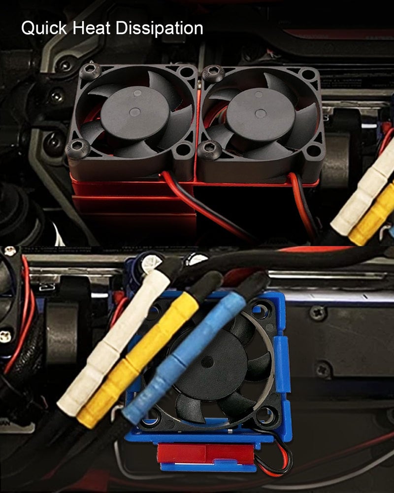 TADYAO VXL-3s ESC Cooling Fan and Motor Cooling Dual Fan Set Fit for 1/10 Traxxas Slash 4×4 VXL Rustler 4X4 Stampede 4X4 Hoss 4×4 Velineon VXL-3s, Red - Image 2